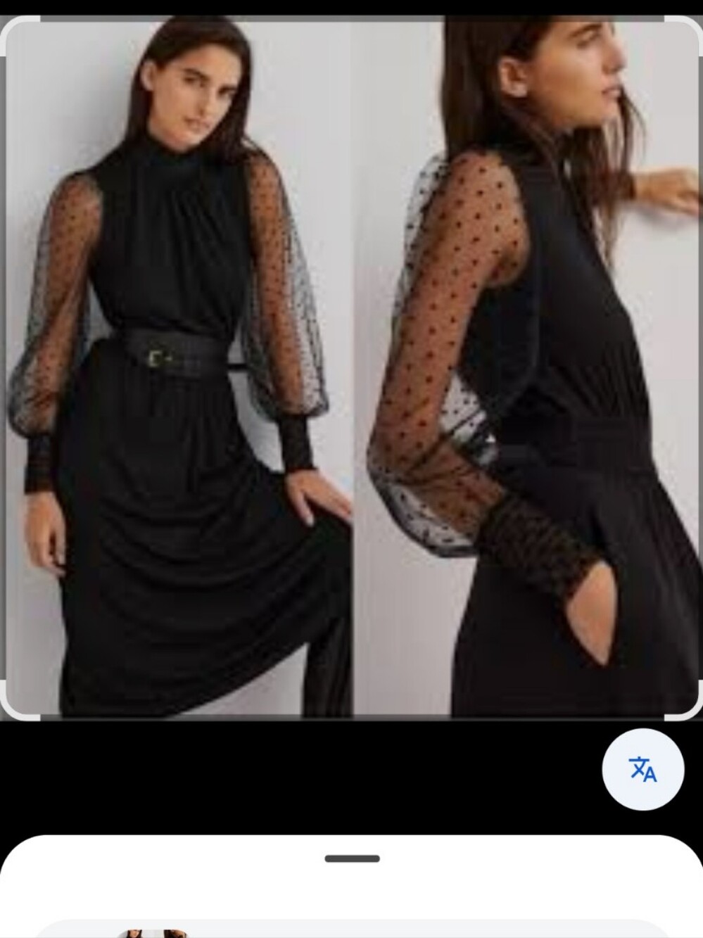 Boden Black Maxi Dress with Sheer Tulle Polka-Dot Sleeves. Size 16. Whimsigoth.